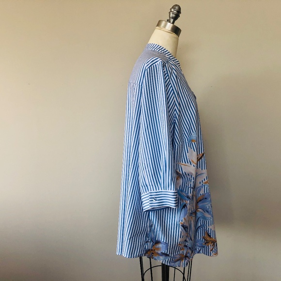 Plus Size 24W Pullover Striped Three Quarter Sleeve Elizabeth and Clarke Top - Picture 5 of 8